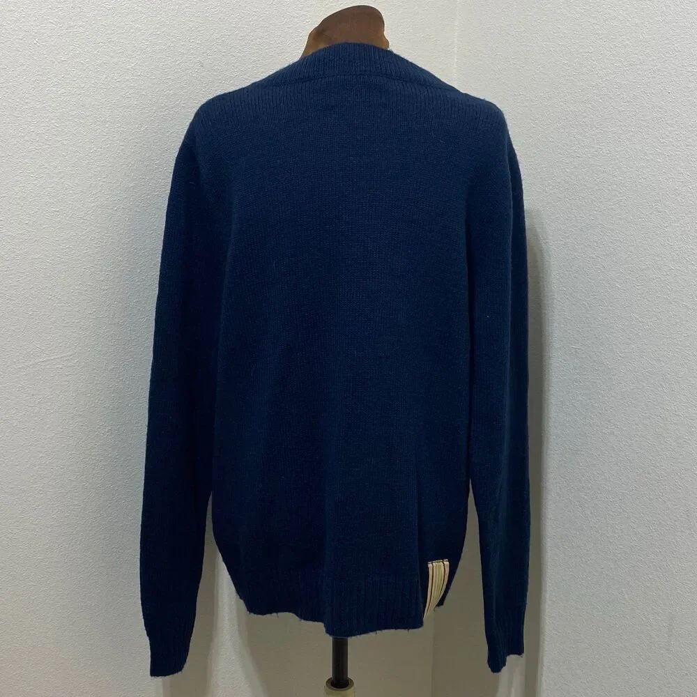 Trovata Wool Blend Navy Blue V-Neck Cardigan Sweater Women's Size Medium